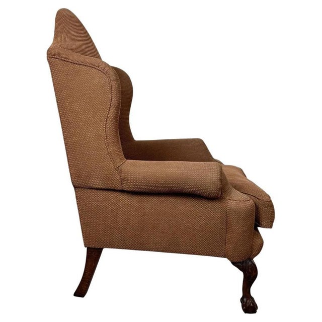 2000 - 2009 20th Century English Beech Wingback Armchair with Ball-and-Claw Feet For Sale - Image 5 of 13