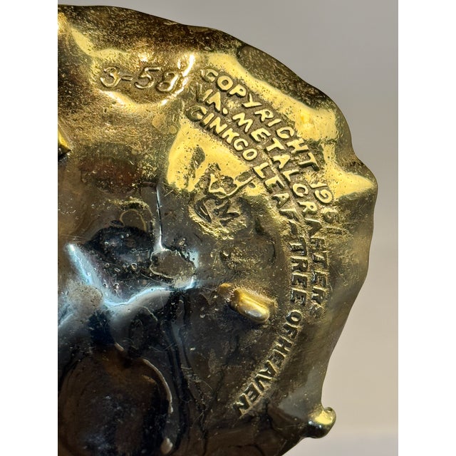 Vintage Mid Century Brass Ginkgo Leaf Dish From Virginia Metalcrafters For Sale - Image 4 of 5