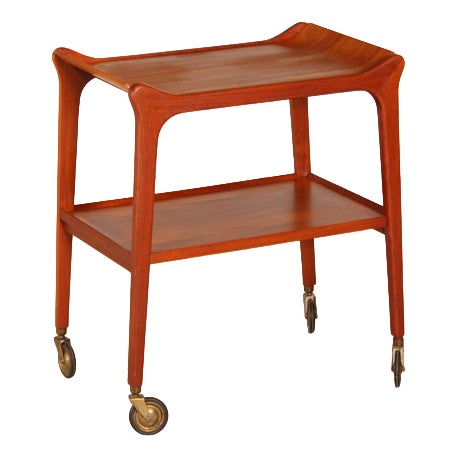 Mid-Century Modern British Glider Teak Serving Trolley with Removable Tray from Paragon, 1960s For Sale