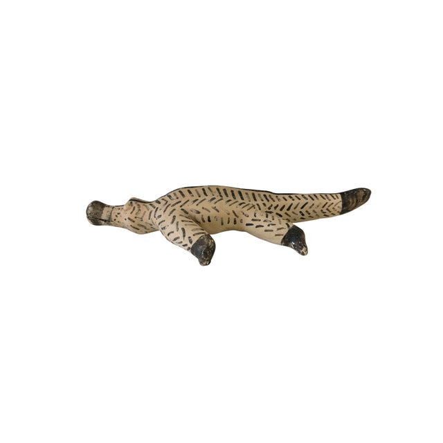 1980s Vintage Karaja Tribe Clay Ceramic Alligator Statue Brazil For Sale - Image 5 of 8
