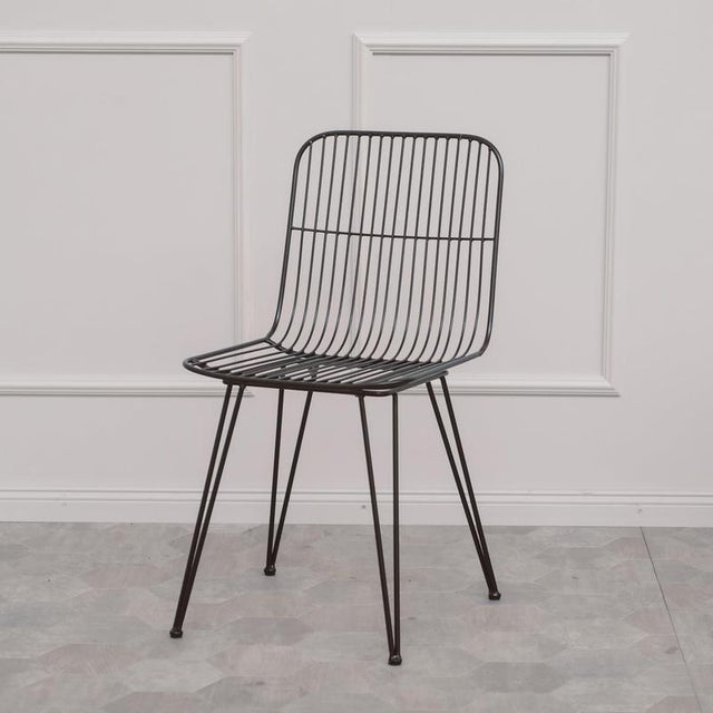 Industrial Style Black Metal Wire Chair For Sale - Image 3 of 8