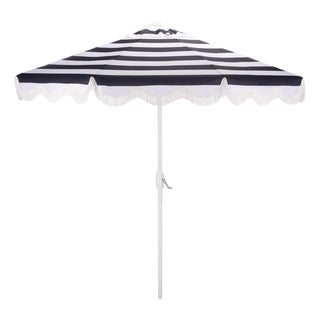 Lucerna 9 Ft Crank Umbrella, Navy Stripe/White Pole For Sale