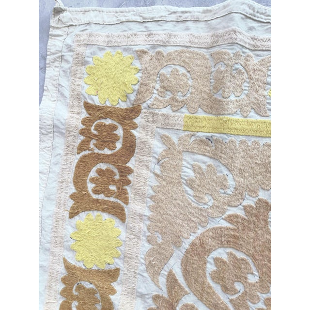 Suzani Wall Tapestry - Neutral Tan Tashkent Embroidery For Sale - Image 4 of 8