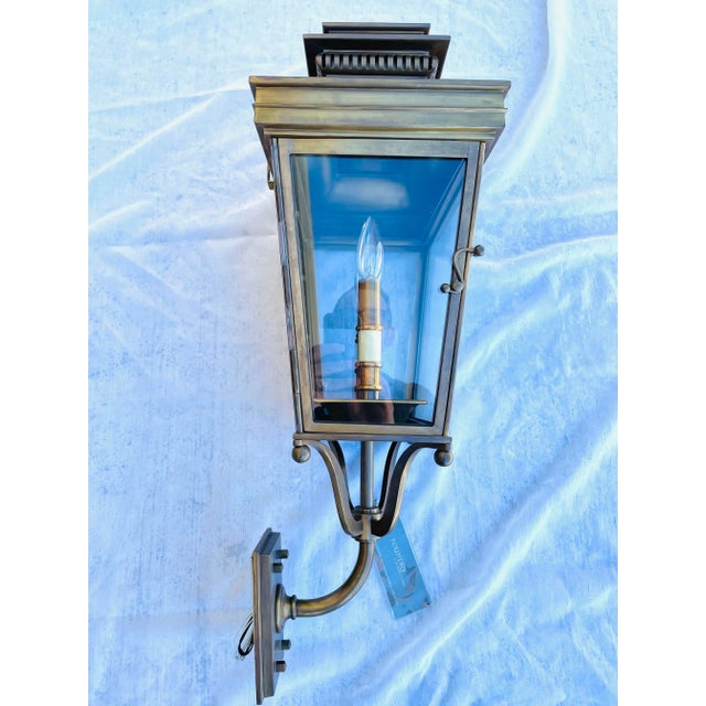 English The Foundry Showroom Brass Porch Lantern For Sale - Image 3 of 12