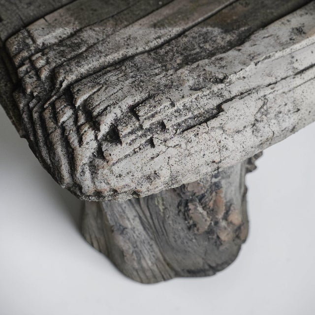 Faux Bois Concrete Garden Bench, Tree Stump Form For Sale In New York - Image 6 of 7