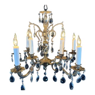 1960s Mid-Century Modern Spanish Brass Chandelier - 10 Lights For Sale