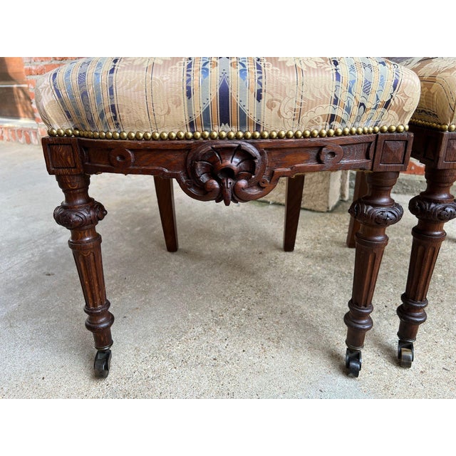 Pair Antique French Dining Chairs Renaissance Carved Oak Black Forest C1880 For Sale - Image 17 of 18