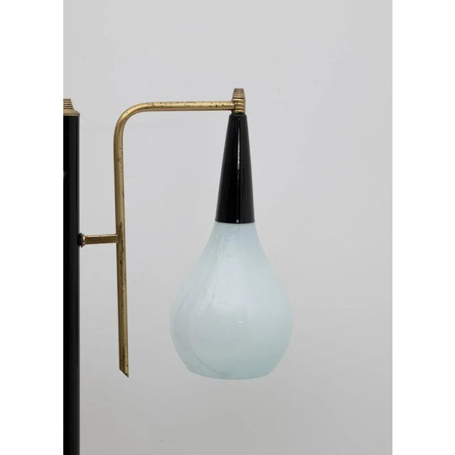 Black Mid-Century Italian Modern Brass and Colored Glass Floor Lamp from Stilnovo, 1950s For Sale - Image 8 of 9