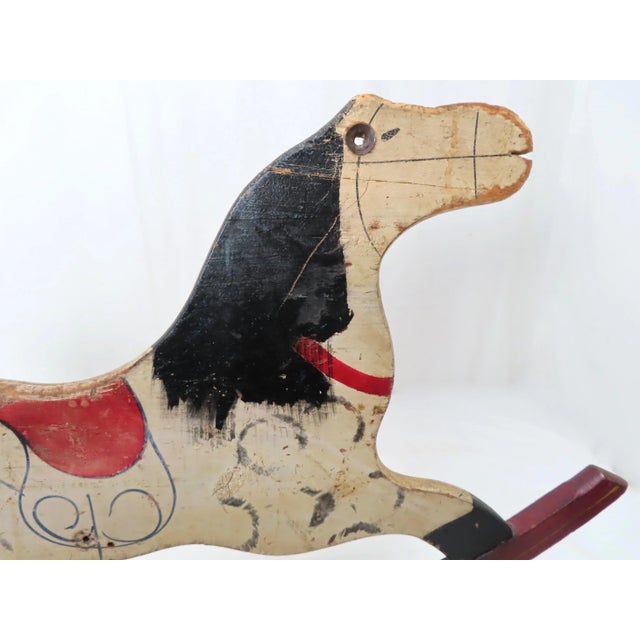 Antique American Hand Painted Childs Rocking Horse Side Panel For Sale In Boston - Image 6 of 13