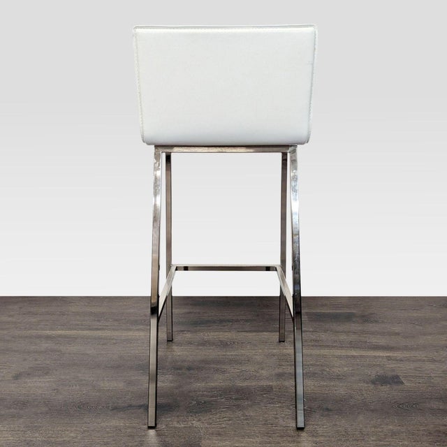2010s Cb2 Faux Leather Bar Stool For Sale - Image 5 of 11