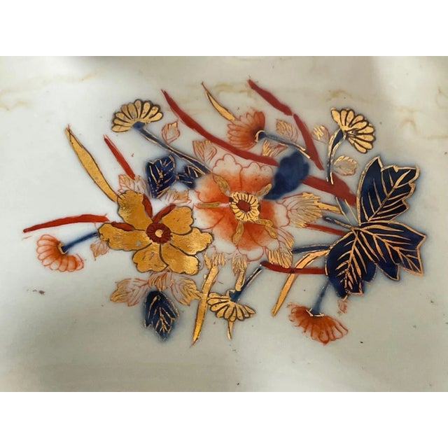 19th Century 19th Century English Mason’s Ironstone Imari Style Deep Blue Bowl With Gilt Flower Decoration. For Sale - Image 5 of 13