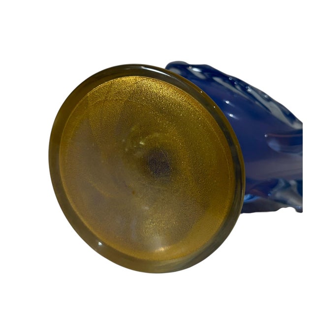 Blue and Gold Murano Style Glass Bird Figurines, Italy, Circa 1950s - A Pair For Sale - Image 11 of 12