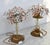 Set of 2 Larg Table Lamp Crystal Glass Flower Pink and Crystal, Brass Base, 1960 For Sale - Image 10 of 11
