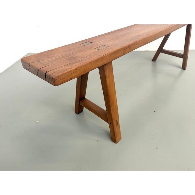 Vintage Walnut Bench, 1950s For Sale - Image 15 of 18