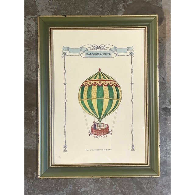 Victorian Vintage Framed Hot Air Balloon Print For Sale - Image 3 of 12