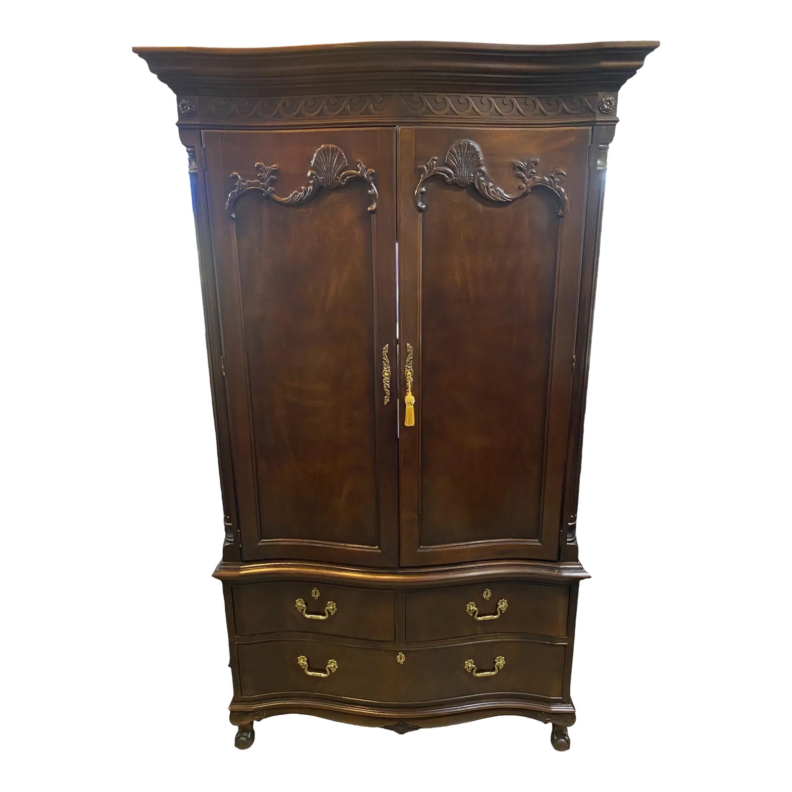 Henredon Burl Wood Armoire | Chairish