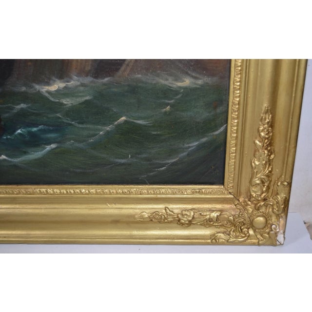 Beaux-Arts Early 19th Century Northern European School "The Storm Arrives at the Port” Oil Painting on Canvas For Sale - Image 3 of 12