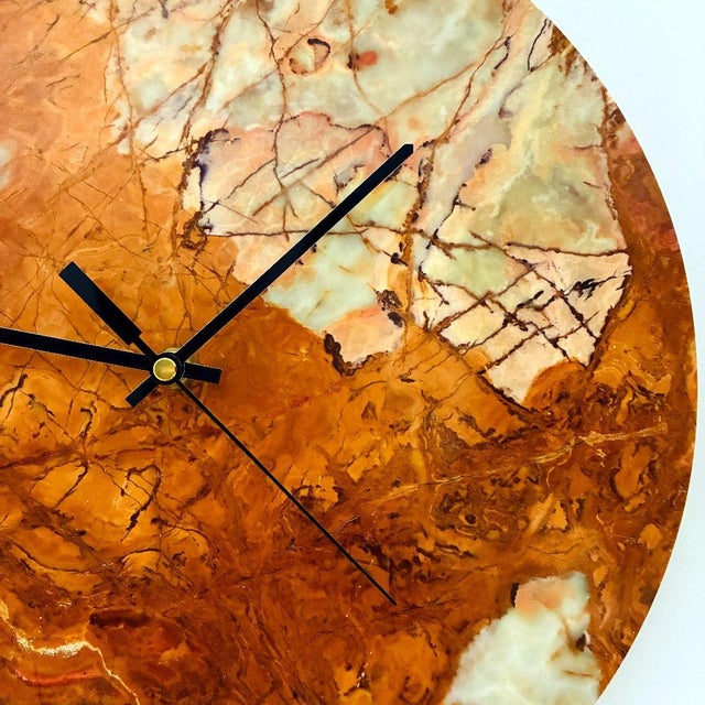 Contemporary Brown Onyx Wall Clock by Forzini For Sale - Image 3 of 6