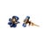 Vintage 14k Yellow Gold Pansy Flower Stud Earrings With Blue Enamel and Diamonds, A Pair For Sale - Image 9 of 9