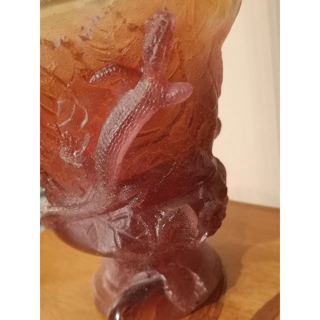 Daum France Crystal vase Salamander decor Pink vase Lizard decor vase Purple vase Green vase Crystal paste vase. Signed by...