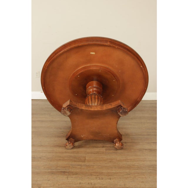 Late 20th Century Italian Made Empire Style Round Burlwood Pedestal Center Table For Sale - Image 17 of 18