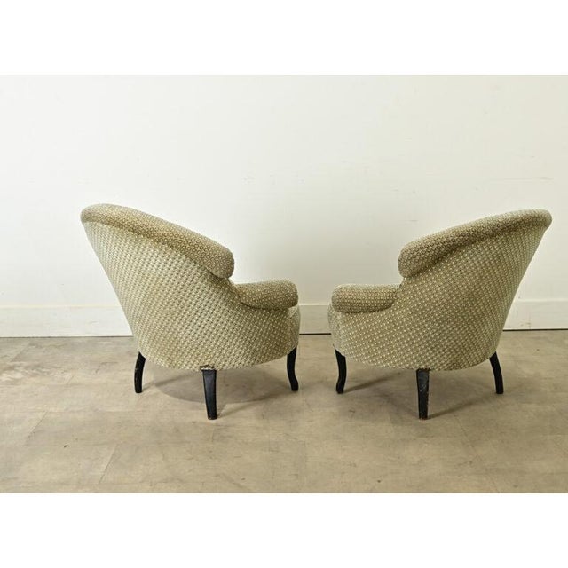 French Pair of 19th Century Napoleon III Club Chairs For Sale - Image 4 of 12
