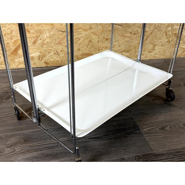 Silver Space Age Chrome and White Serving Trolley, 1960s-1970s For Sale - Image 8 of 17