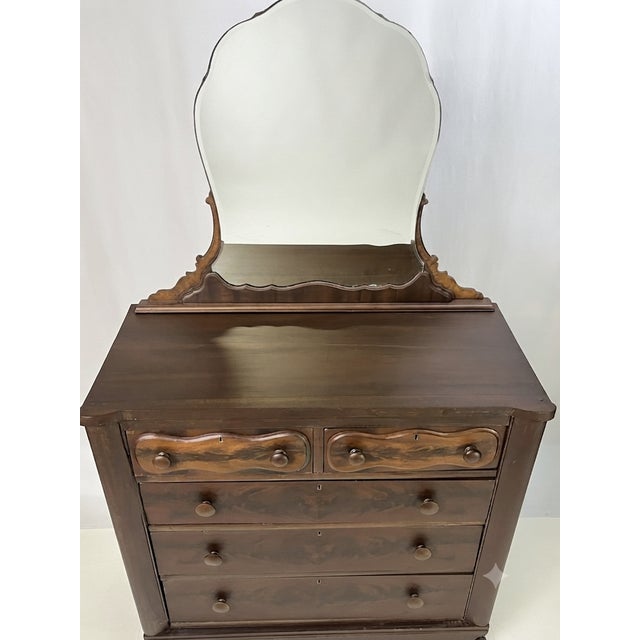 Traditional Antique American Empire Flame Mahogany Dresser For Sale - Image 3 of 17