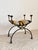Vintage Wrought Iron, Brass and Leather Stool, 1920s For Sale - Image 3 of 12