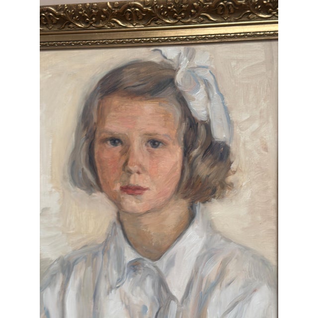P. O. Linquist, Portrait of a Girl, 1946, Oil on Panel, Framed For Sale - Image 12 of 18