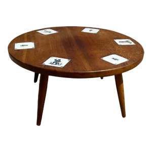 Vintage European Mid Century Coffee Table With Tile Inserts