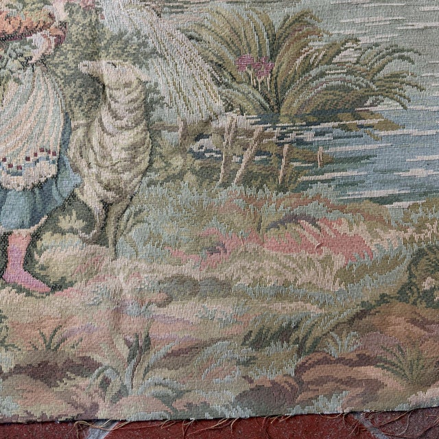 Large Antique French Rococo Style Pastoral Tapestry, 1890s For Sale - Image 11 of 14