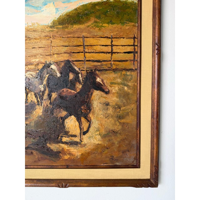 1970s Dhley Impressionist Horses Landscape Oil on Canvas Painting For Sale - Image 9 of 12