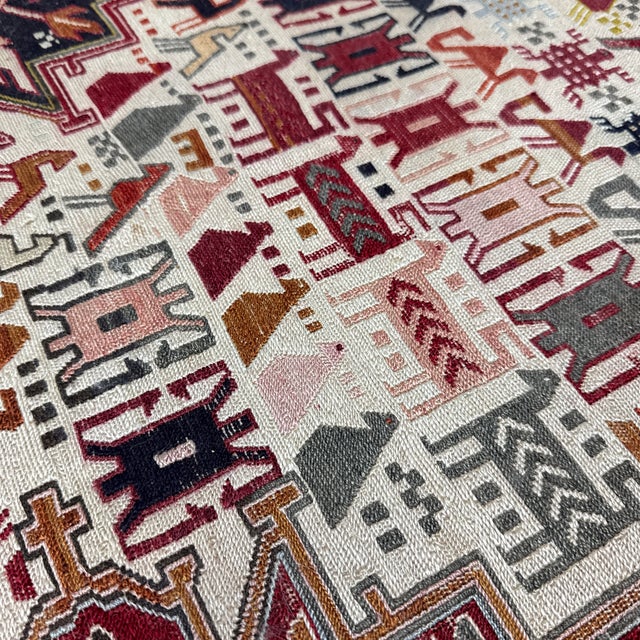 6ft 9in × 9ft 9in Flat Woven Afghan Area Rug For Sale - Image 11 of 12