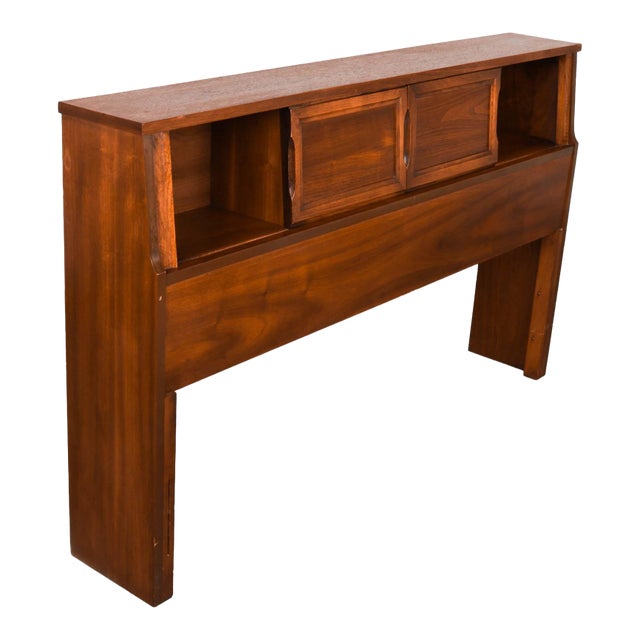 1960s Mid Century Full Headboard Storage Bookcase For Sale
