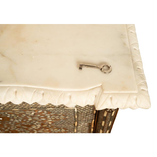 Antique Arabic Walnut Inlaid Mother-of-Pearl Dowry Marriage Chest Damascus 1860 For Sale - Image 17 of 17