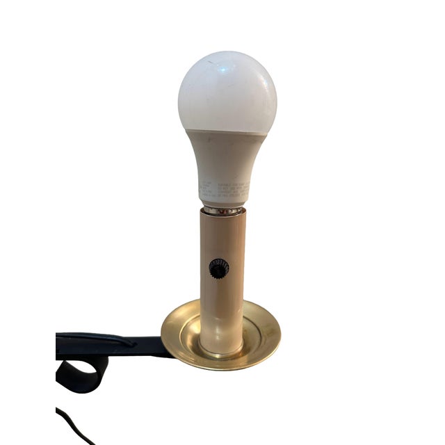 Mid 20th Century Colonial Style Iron Floor Lamp With Mustard Punch Tin Shade For Sale - Image 4 of 10