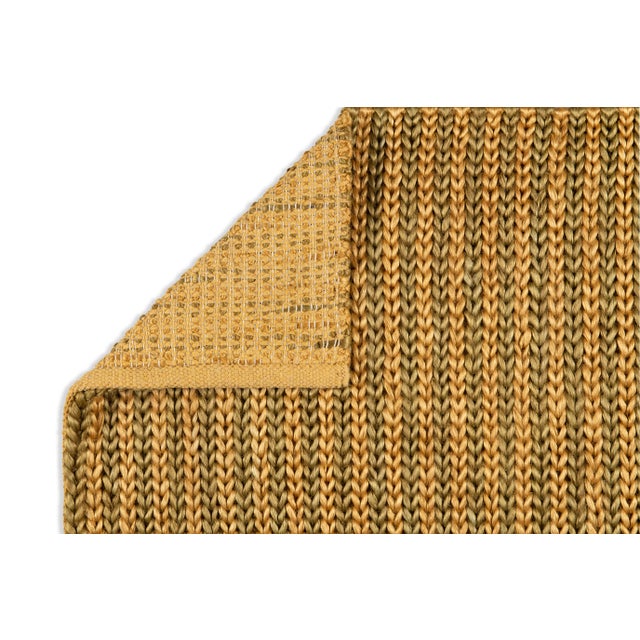 Part & Parcel Goods Jute Braid Runner, 2’6”x8', Mustard and Olive Stripe For Sale - Image 4 of 5