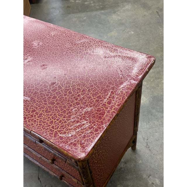 Vintage British Colonial Chest in Faux Tortoise Shell and Faux Bamboo With Crackle Finish For Sale - Image 12 of 12