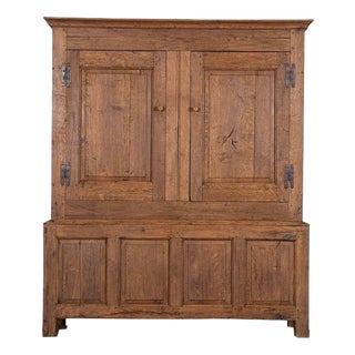 18th Century English Stripped Oak Livery Cupboard, 1780 For Sale