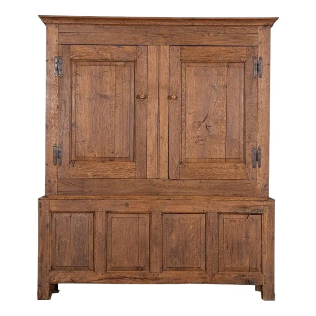 18th Century English Stripped Oak Livery Cupboard, 1780 For Sale