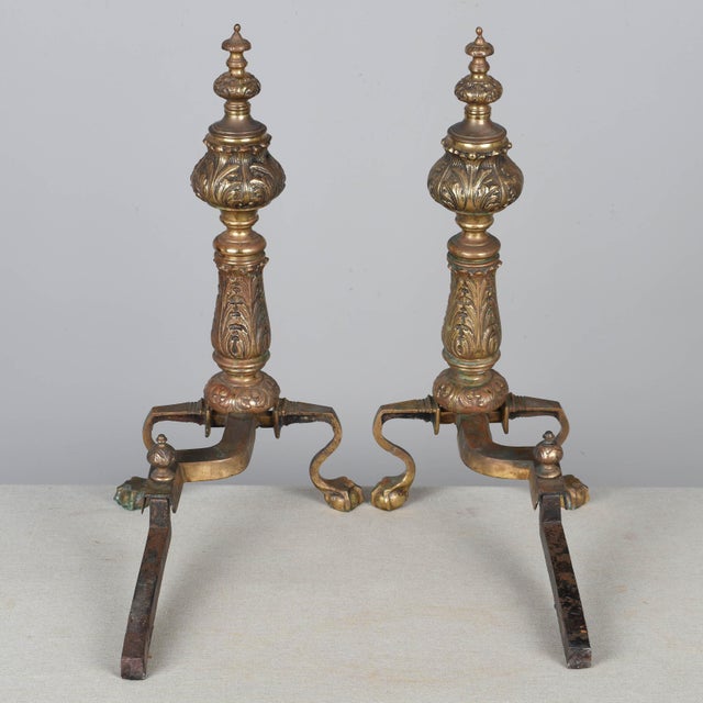 Continental Cast Bronze Chenets or Andirons For Sale - Image 4 of 6