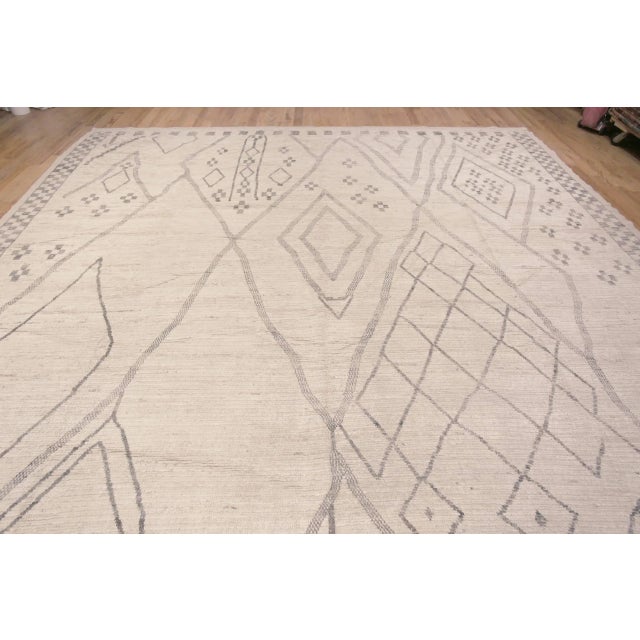 Large Tribal Berber Moroccan Beni Ourain Design Modern Contemporary Area Rug, Country of origin: Central Asia, Circa date:...