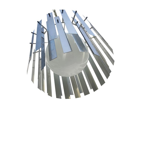 1970s Hanging Mod Chrome Panels Pendant Light Fixture For Sale - Image 4 of 7