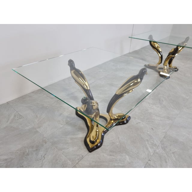 Hollywood Regency Brass Bird Coffee Tables, 1970s, Set of 2 For Sale - Image 3 of 9