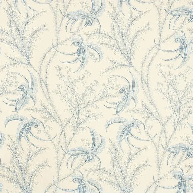 Sample - Schumacher Ocean Toile Fabric in Delft For Sale