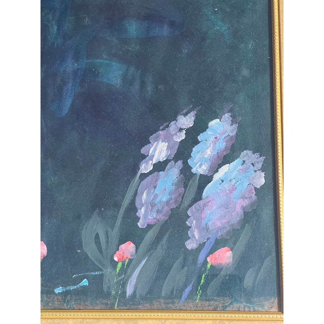1970s Abstract Painting Moon Garden by Elia Framed For Sale - Image 4 of 5