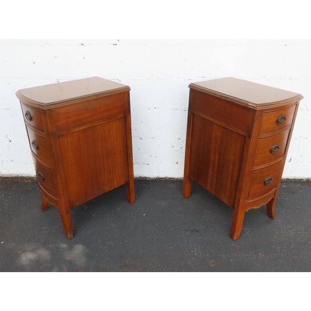 Tall and Narrow Mahogany Nightstands End Bedside Tables a Pair 6658 For Sale - Image 17 of 18