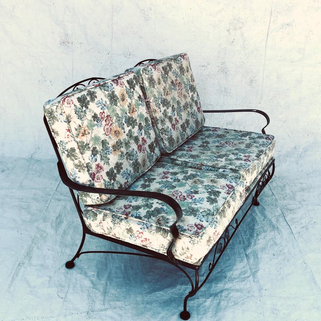 Meadowcraft Vintage Meadowcraft Wrought Iron Outdoor / Patio Loveseat For Sale - Image 4 of 8