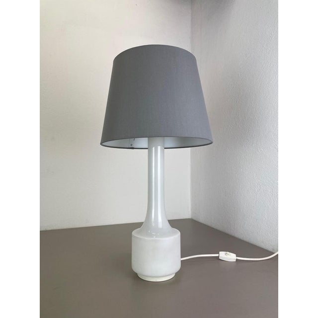 Modern Modernist White Satin Glass Table Light Base attributed to Doria Lights, Germany, 1970s For Sale - Image 3 of 15